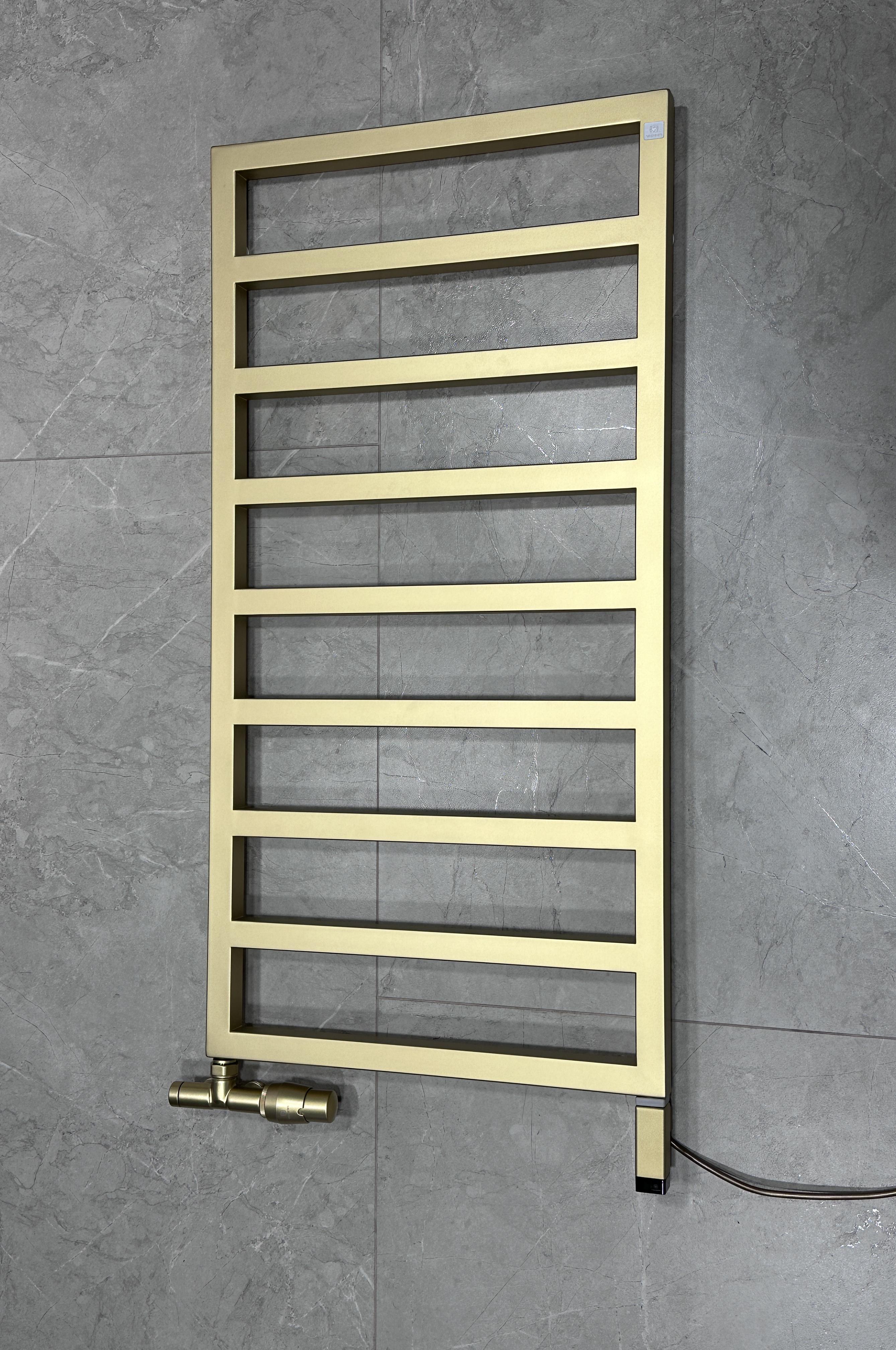 Полотенцесушитель комбинированный Terma Grid Brass ТЄН ONE с вентилем Unico 990x500 мм (367)