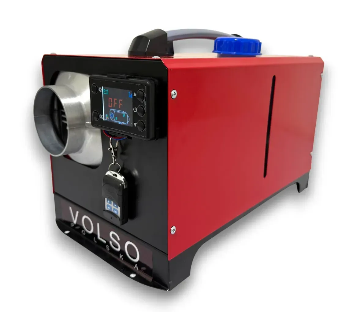 Обогреватель автономный дизельный VOLSO с пультом и дисплеем 12000 Вт 12 В/24 В/240 В Красный
