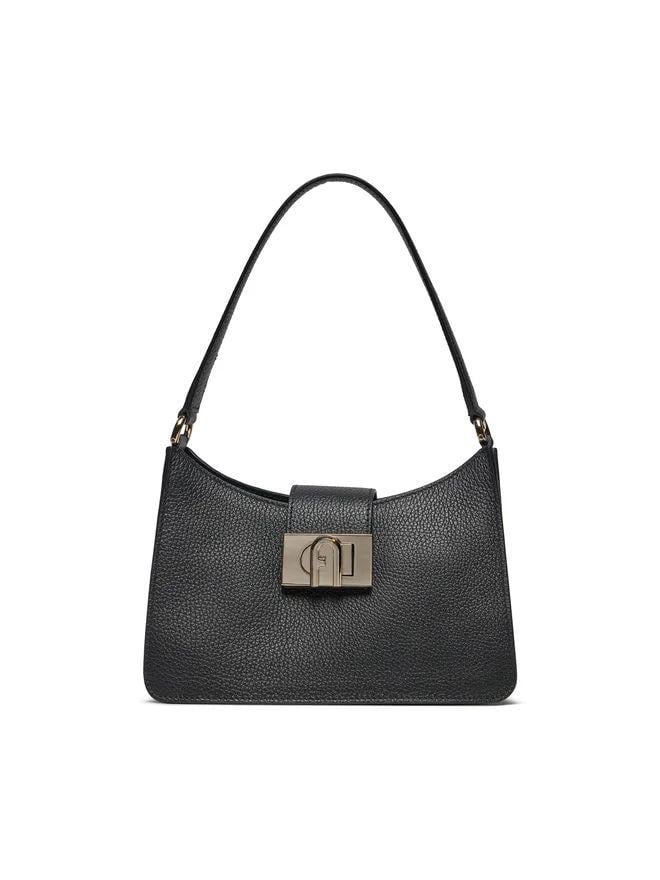 Сумка багет седло женская с натуральной кожи Furla 1927 S Shoulder Bag Soft Черный