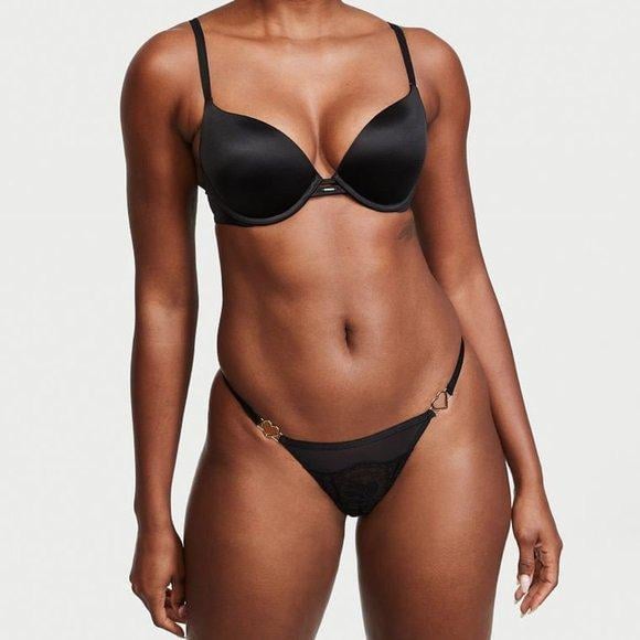 Трусики стринги Victoria's Secret Very Sexy Heartware Thong Panty M Черный (26434009)