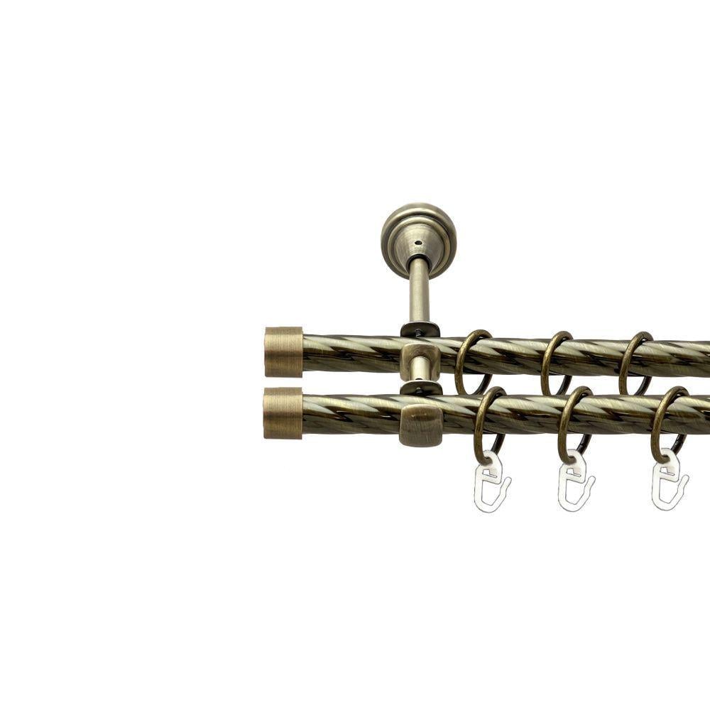 Карниз металевий Orvit Заглушка дворядний відкритий/скручена труба/кільце металеве Антик 16/16 мм 240 см (00-00022463)