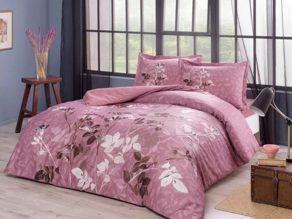 Постельное белье TAC сатин Clement gulkurusu v03 евро Розовый (svt-2000022303743)