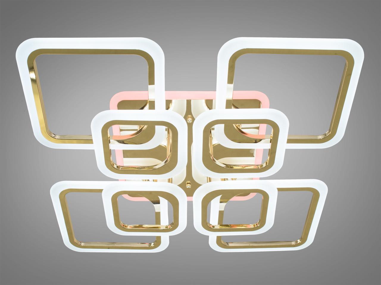 Люстра светодиодная с пультом и подсветкой для гостиной A8060-4+4G-LS 145W на 20 кв.м Золотой (1436485301) - фото 4