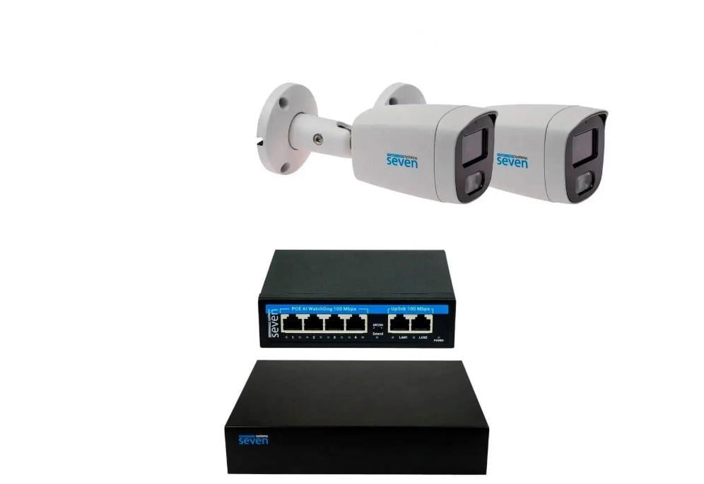Комплект видеонаблюдения SEVEN IP-7222W2-2MP на 2 цилиндрические 2 Мп IP-камеры