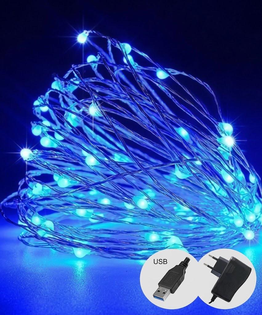 Гирлянда Роса 200 LED 20 м статический режим USB Синий (FFJ00170) Гирлянда Роса 200 LED 20 м статический режим USB Синий (FFJ00170)