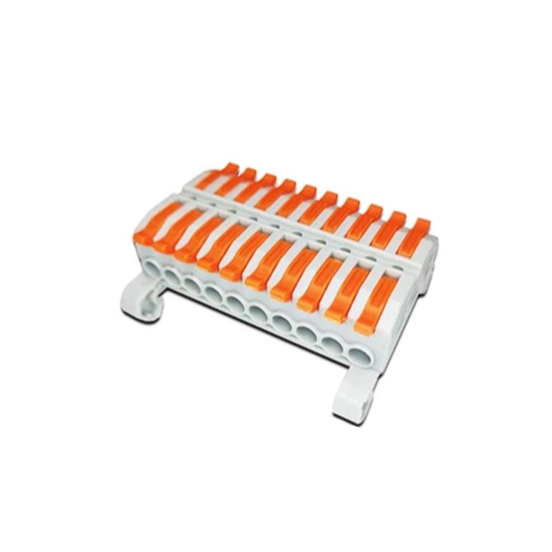 Клемма проходная Tactix 0,08-4 мм2 32А 10х1-10х1 одинарная на DIN-рейку 45,6х53,6х20 мм Оранжевый (KV227G-10)