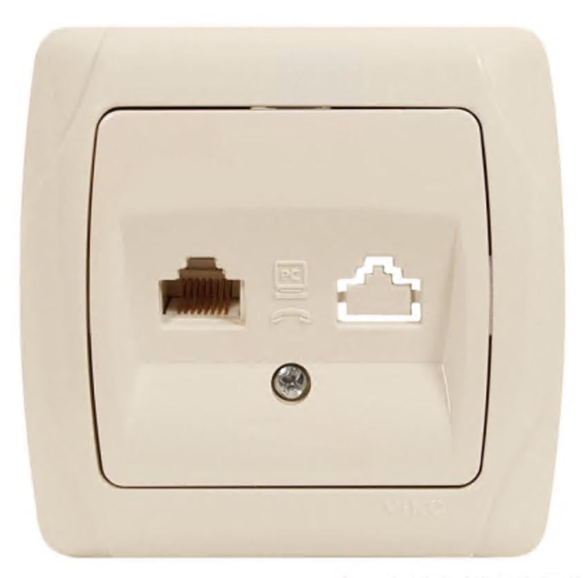 Розетка одинарная компьютерная Viko RJ-45 Carmen Кремовый