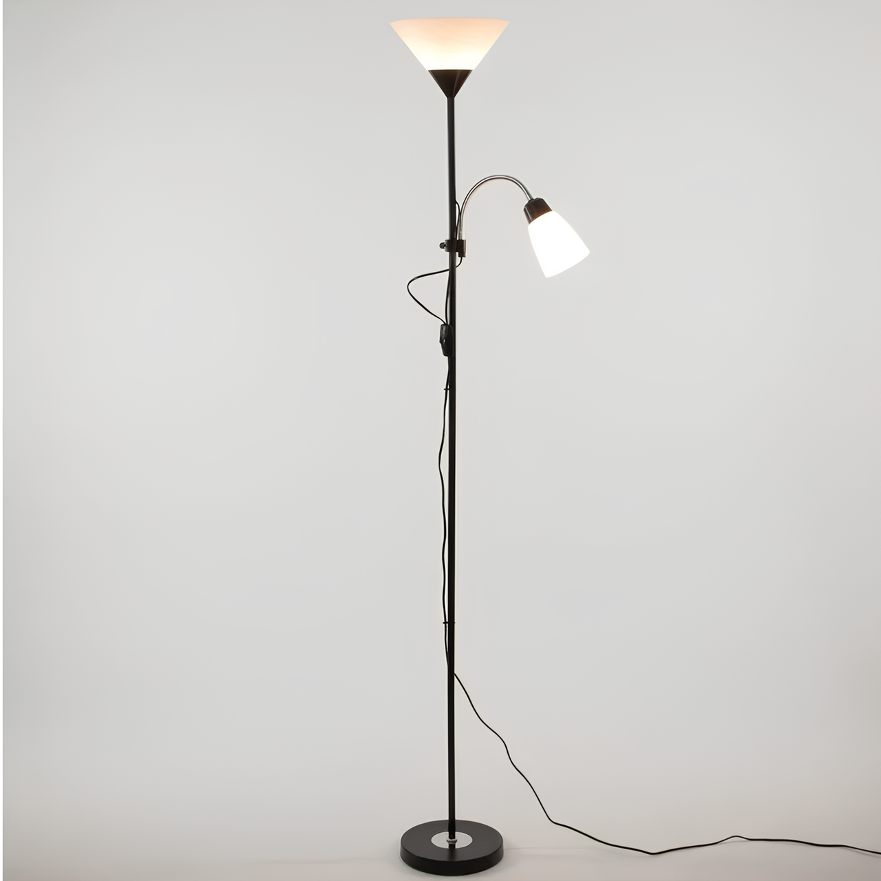 Торшер Svet з плафоном і гнучким підсвічуванням під дві лампи Е27 Чорний (SWT-3940 BK)