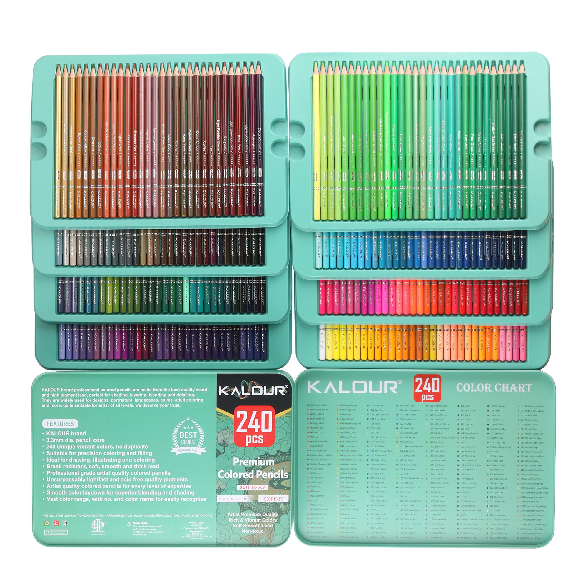 Премиум-набор цветных масляных карандашей KALOUR 240 цветов в металлической. (YW-CPT240)