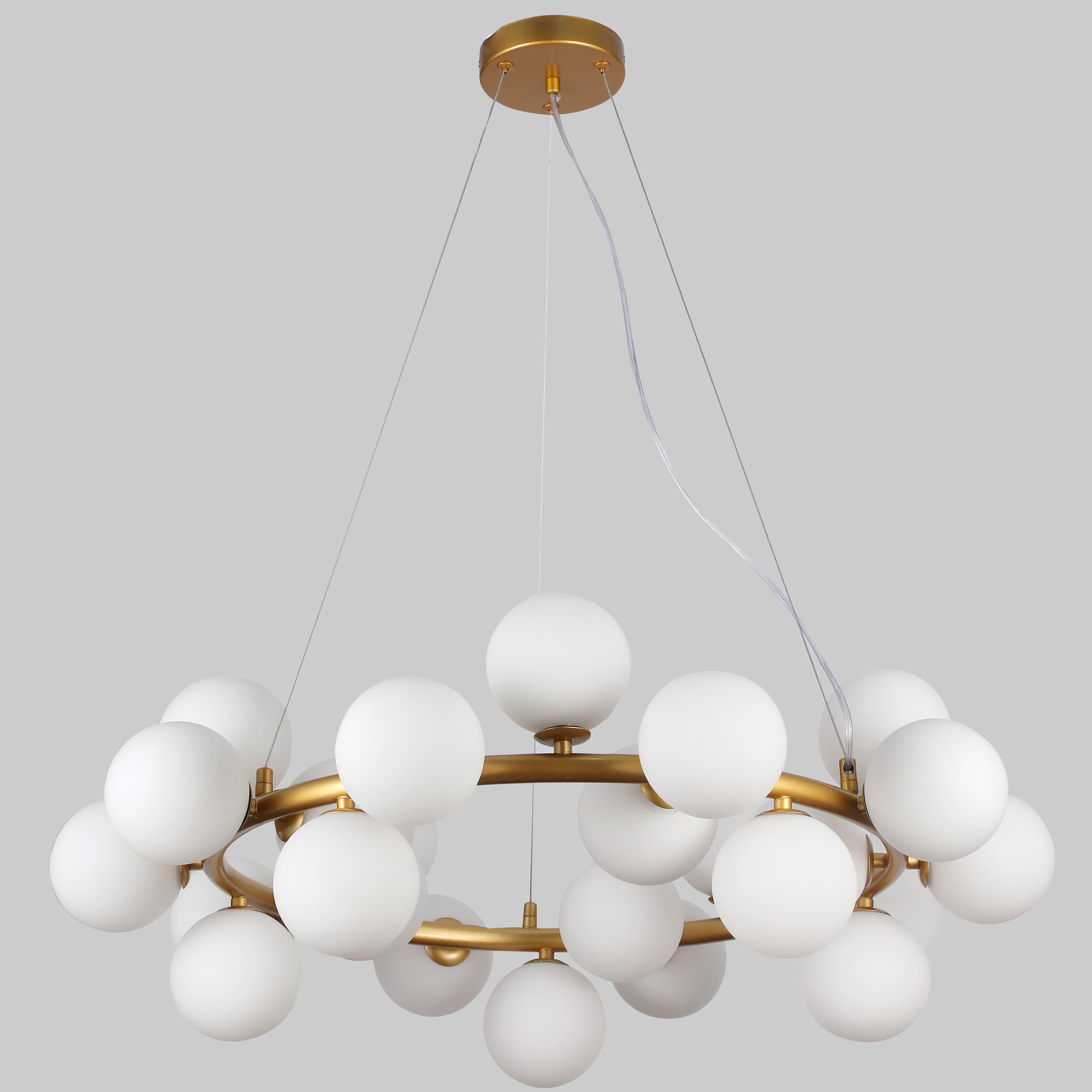 Люстра кругла на 25 ламп з білими плафонами Бронзовий (84-1019-25 DDG+WH)