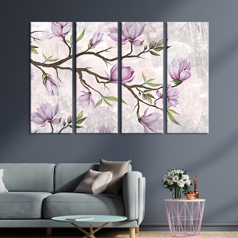 Модульная картина на холсте Полиптих Сиреневая магнолия 149x93 см (270-41)