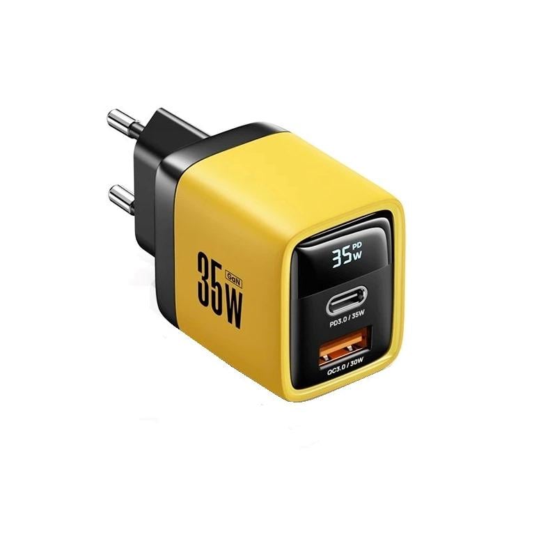 Зарядное устройство для Asometech 35w GAN PD USB-C/USB-A с дисплеем (25397362) Зарядное устройство для Asometech 35w GAN PD USB-C/USB-A с дисплеем (25397362)