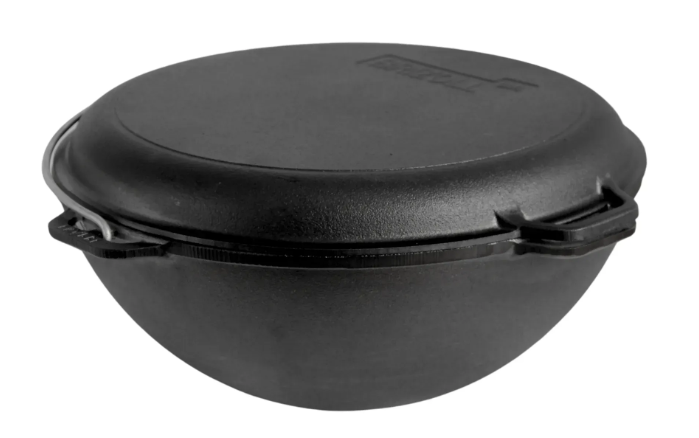 Котел чугунный азиатский Brizoll с чугунной крышкой-сковородкой 8 л (KA08-2)