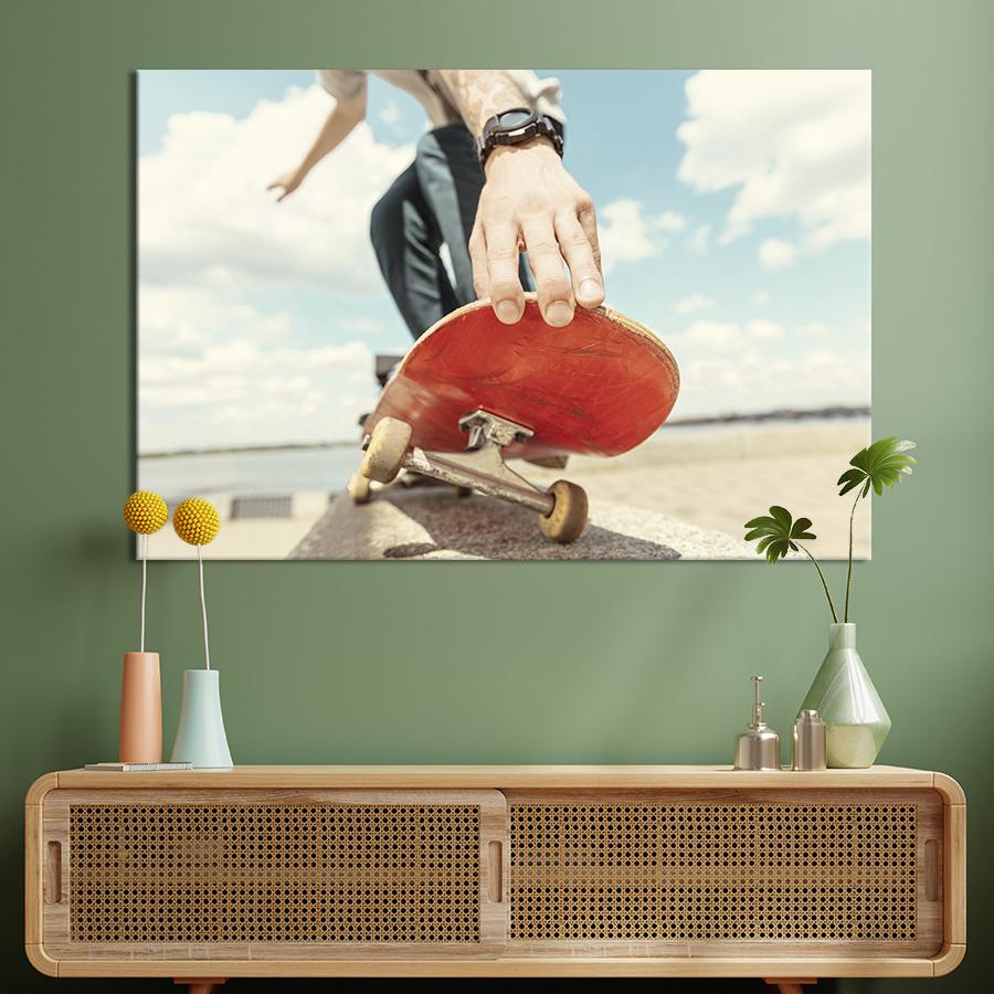 Настенный декор картина на холсте для интерьера Доска для скейтборда 120x80 см (499-1)