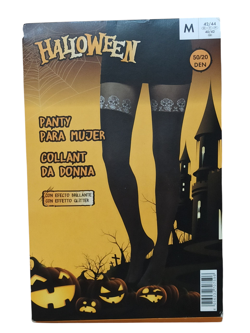 Колготки с черепами с блестками на Хэллоуин 50\20den М р. 42-44 Черный (L0504) - фото 4 Колготки с черепами с блестками на Хэллоуин 50\20den М р. 42-44 Черный (L0504) - фото 4