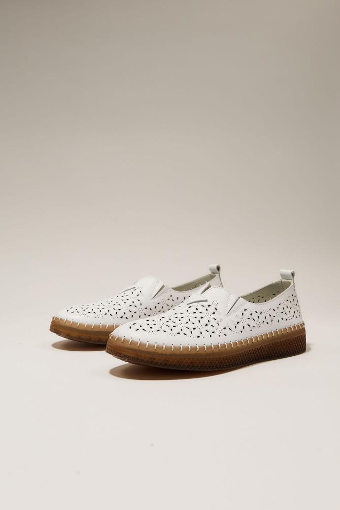 Мокасини жіночі ALLSY шкіряні р. 39 Білий (195195) - фото 3