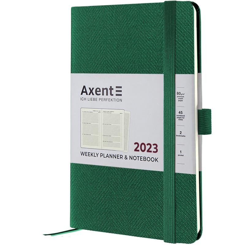 Щотижневик Axent Partner Soft Fabric 125x195 мм 96 аркушів Темно-зелений (8514 23 23 A) - фото 2