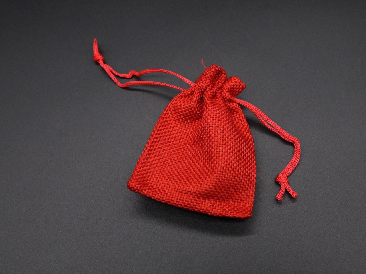 Мешочек подарочный из мешковины на затяжках 90х70 мм Красный (1468140006)