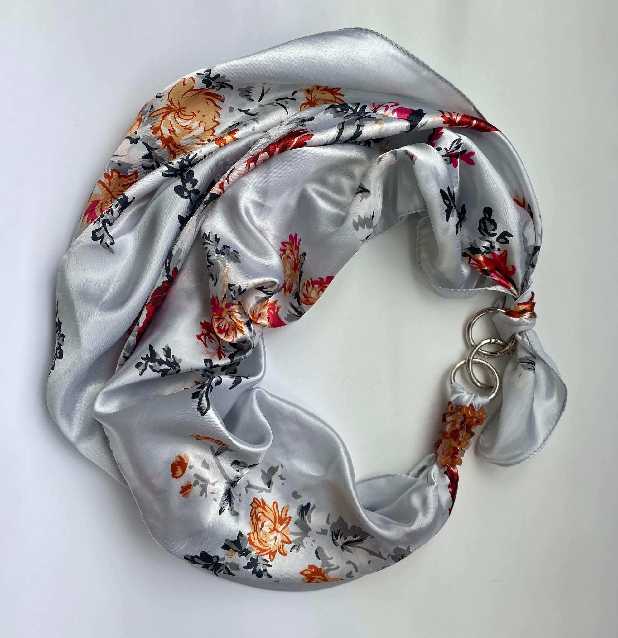 Атласна хустка My Scarf Сріблясті ночі (x-019)