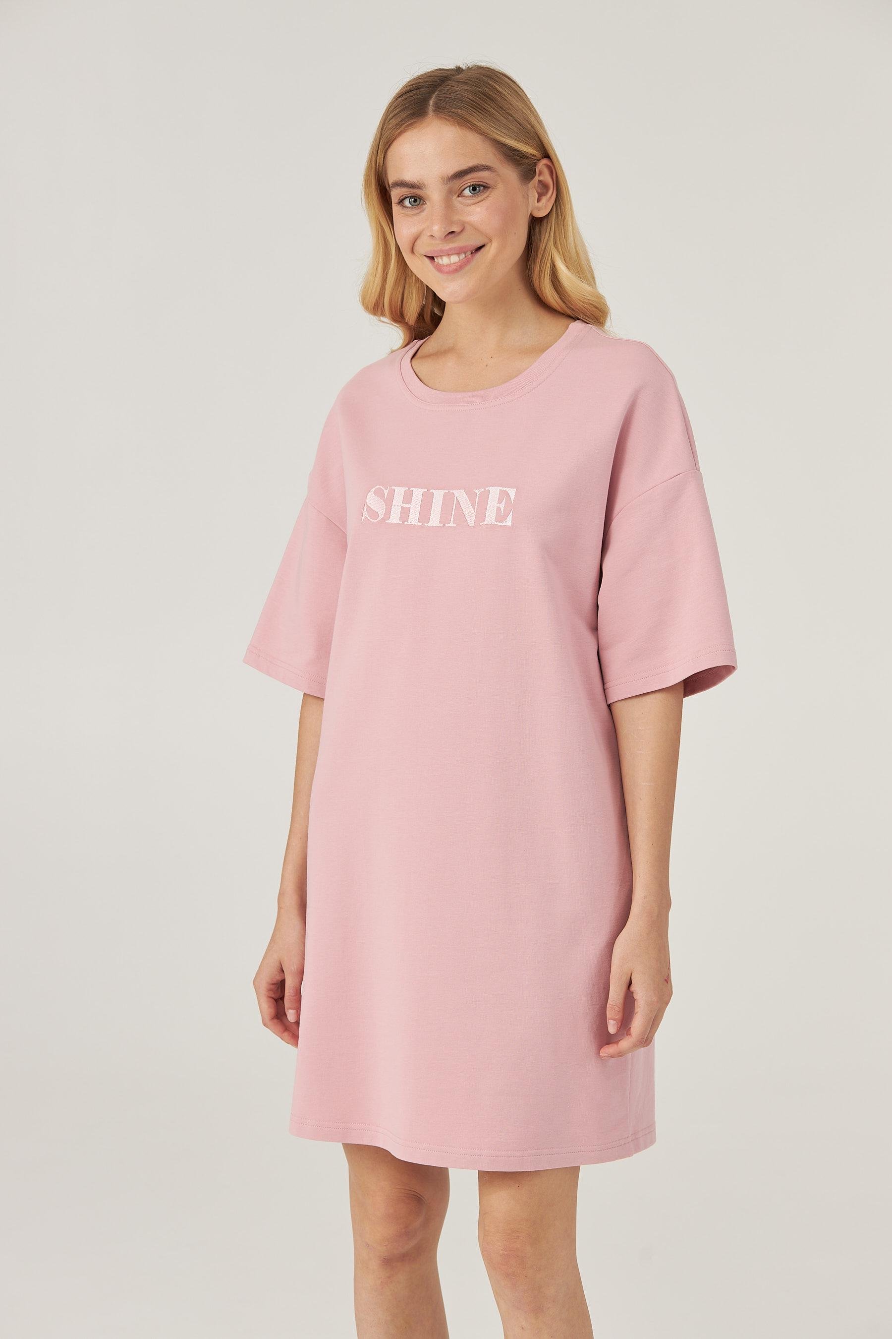 Рубашка платье-женское Ellen SHINE LDD 121/29/02 L Розовый