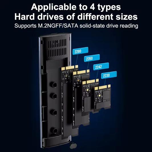 Зовнішня кишеня для SSD M.2 Case NGFF SATA Type C USB 3.1 For 2230/2242/2260/2280 Transparent - фото 6