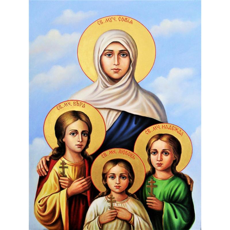 Алмазная мозаика Strateg Премиум Вера Надежда Любовь и их мать София 40x50 см (Str-GC74416)
