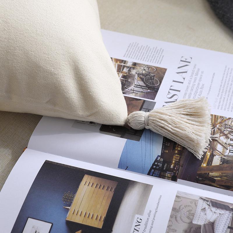 Подушка декоративна бавовна з ефектним об'ємним візерунком квадратна з китичками 45х45 см Кремовий (60054) - фото 4