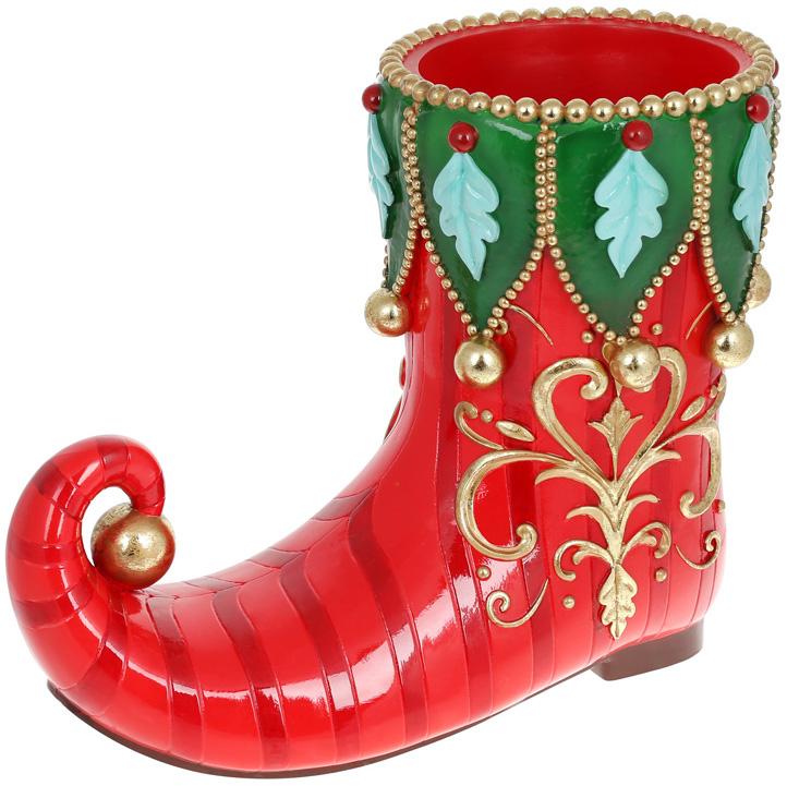 Декоративное кашпо Сапожок 55,3 см полистоун Красны/Золото (BD-838-347)