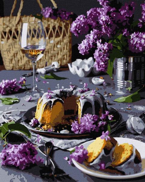 Картина по номерам Идейка Натюрморты Вдохновляясь сиренью 40х50 см в термопакете (KHO5619)