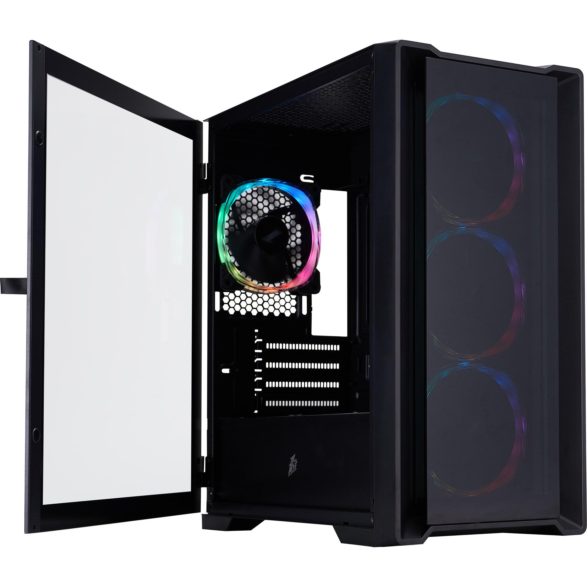 Корпус для ПК 1stPlayer T4-G-BK-4FS7 Midi-Tower no PSU MicroATX/Mini-ITX ARGB Black