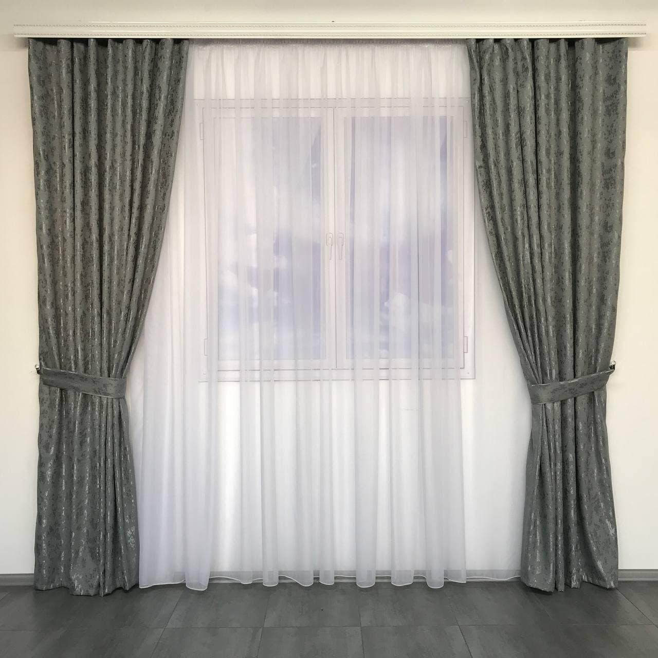 Готовые мраморные шторы ALBO 200x270 см 2 шт. Темно-серый (SH-M19-21) - фото 3