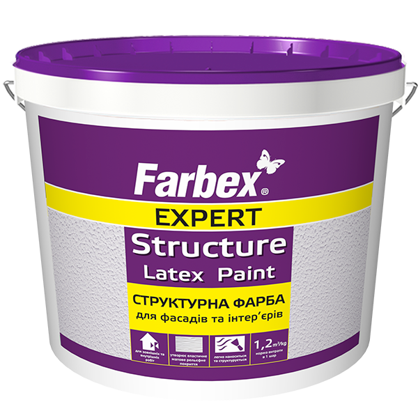 Фарба структурна для фасадів та інтер'єрів Farbex база А 14 кг Білий (2792906347) Фарба структурна для фасадів та інтер'єрів Farbex база А 14 кг Білий (2792906347)