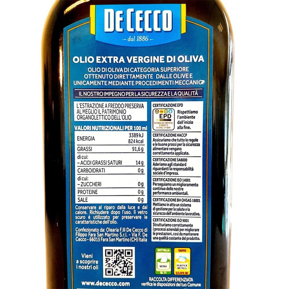 Олія оливкова De Cecco CLASSICO Olio Extra Vergine di Oliva 1 л (932171180) - фото 3 Олія оливкова De Cecco CLASSICO Olio Extra Vergine di Oliva 1 л (932171180) - фото 3