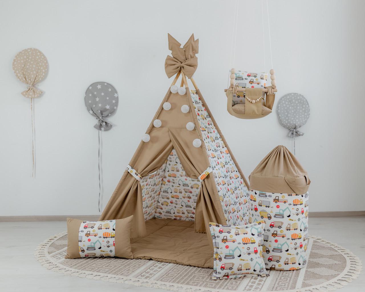 Вігвам для дитини Машинки з матрацом і подушками з кошиком для білизни - фото 2 Вігвам для дитини Машинки з матрацом і подушками з кошиком для білизни - фото 2