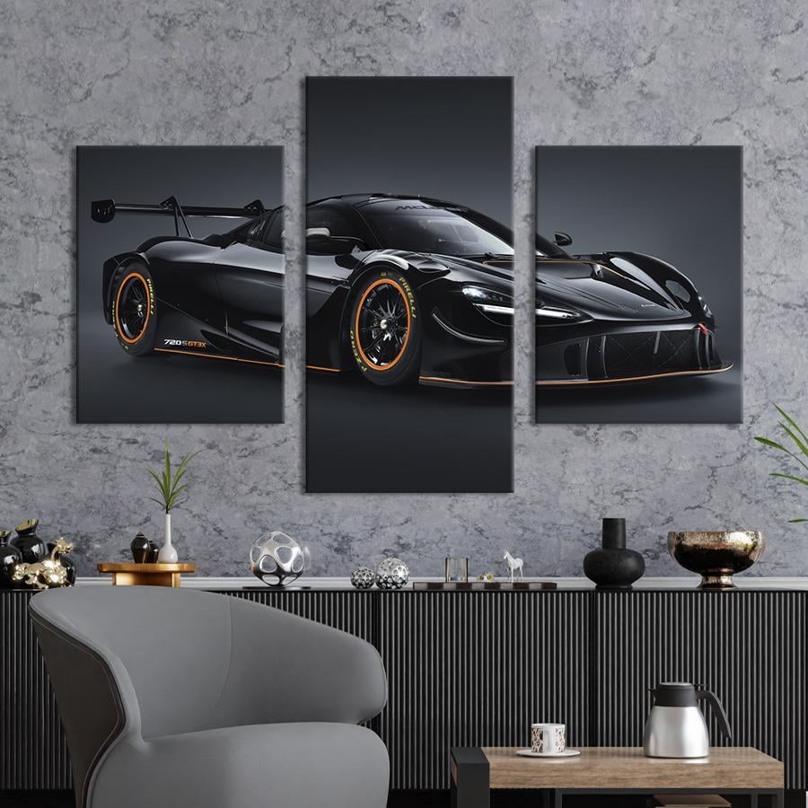 Картина на холсте триптих Британский гиперкар McLaren 720S 141x90 см (1354-32)