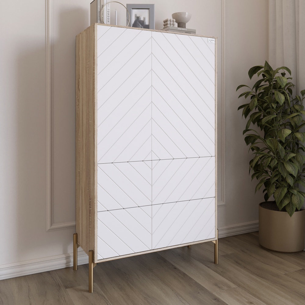 Комод-пенал Lion Амарант 84x40x150 см Дуб Сонома/Белый (LION-042198)