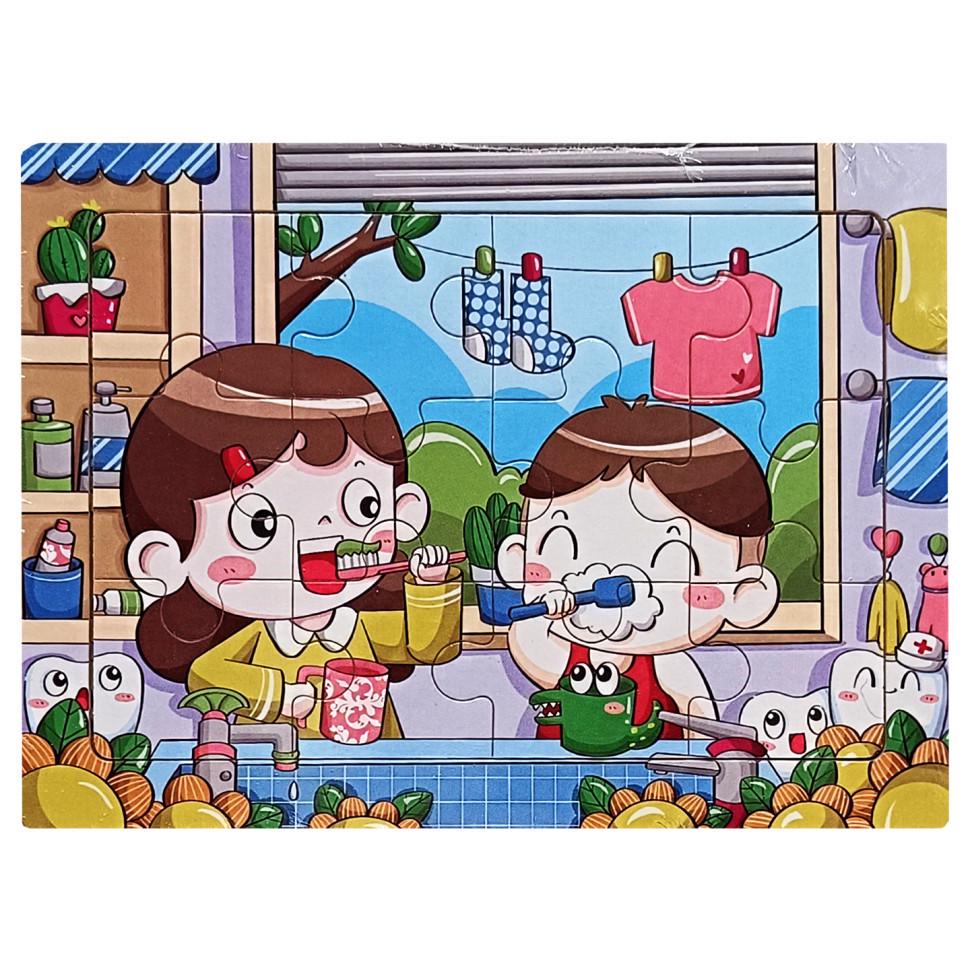 Пазл-вкладиш дерев'яний дитячий Ранкові процедури MD 1343-13 12 ел. (RLT52777)