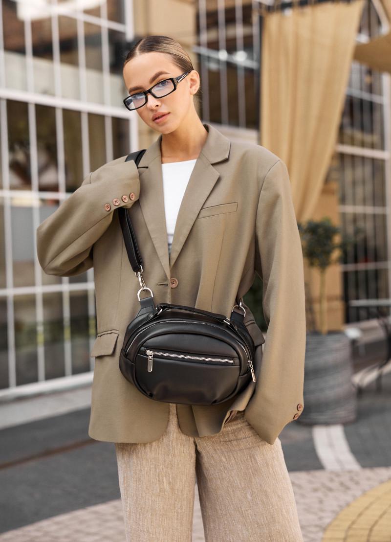 Сумка-бананка женская через плечо Sambag Pure 30×17×10 см Черный (85515001)