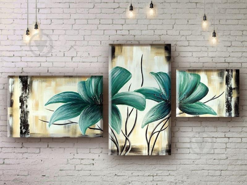 Модульная картина акрилом цветы ArtStar MHM17_3_043 размер 60 х 140 см