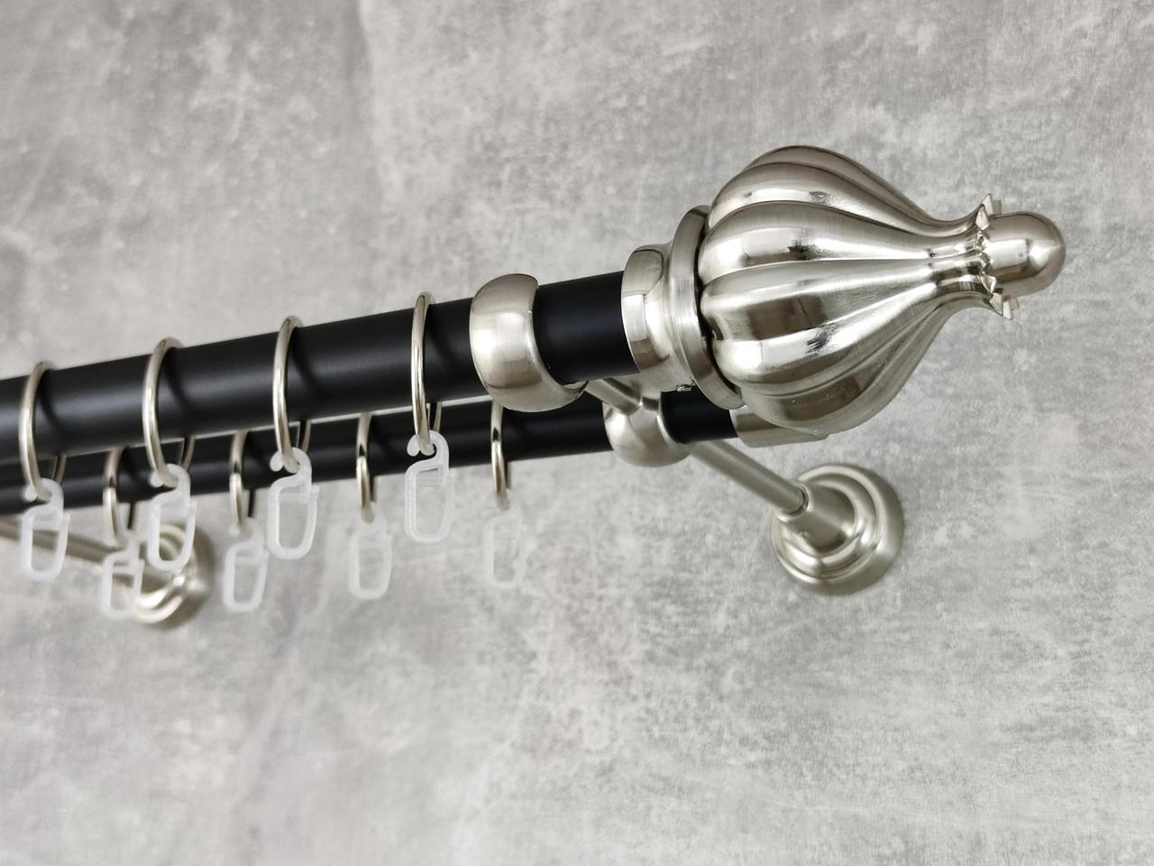 Карниз MStyle металлический для штор двухрядный Таджа 25/19 мм гладкий 200 см Сталь/Черный (5019721)