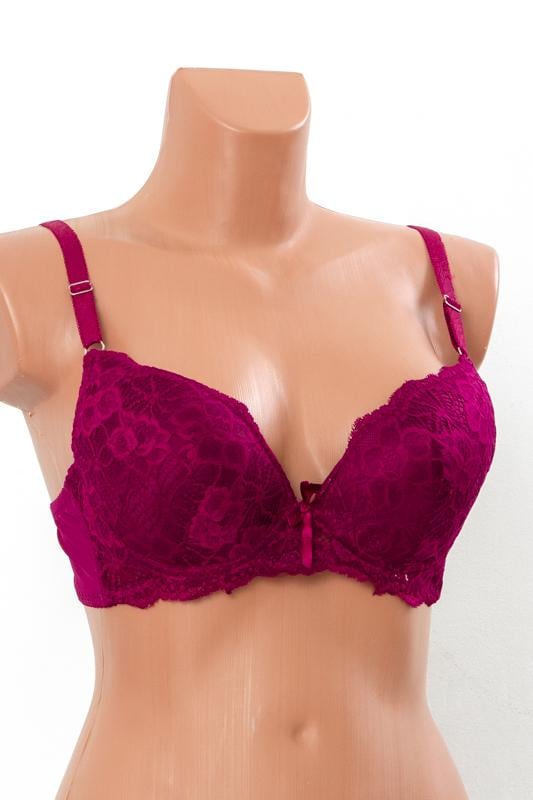 Бюстгальтер однотонний з мереживом Носи Своє Чашка B 90B Бордовий (13017)