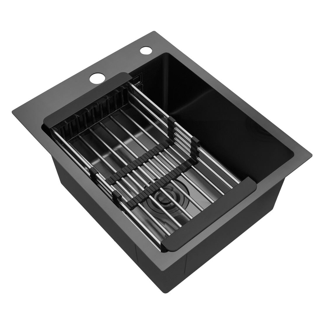 Кухонна мийка Kroner KRP PVD Schwarze 4050HM з кошиком 3,0/1,0 мм Чорний (32697281)