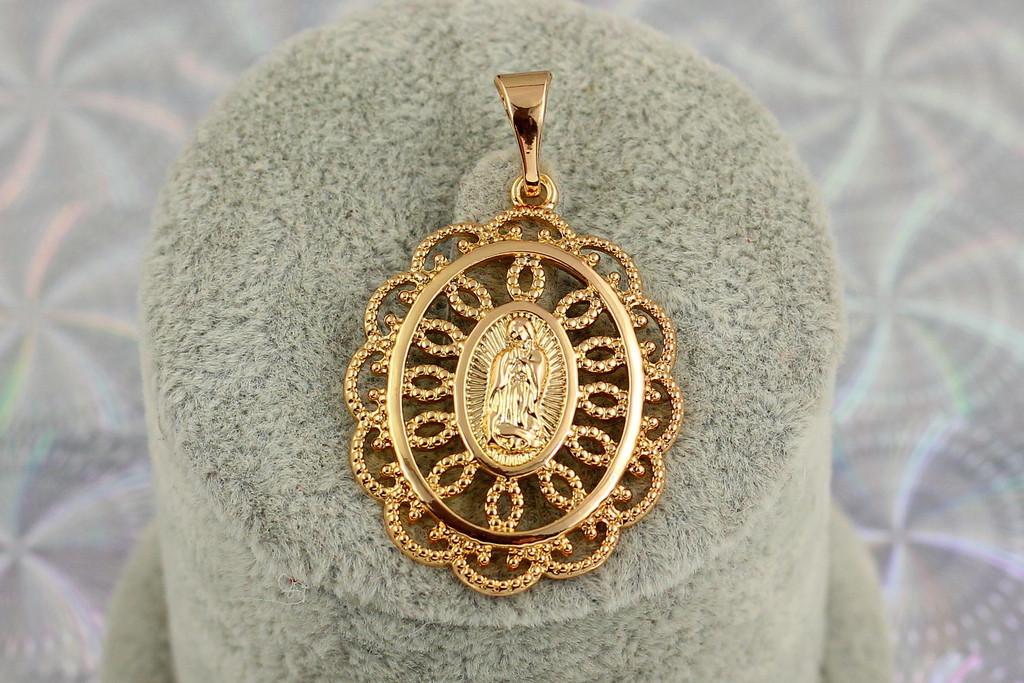 Ладанка Xuping Jewelry Мария в двойной ажурной окантовке 3,2 см Золотистый