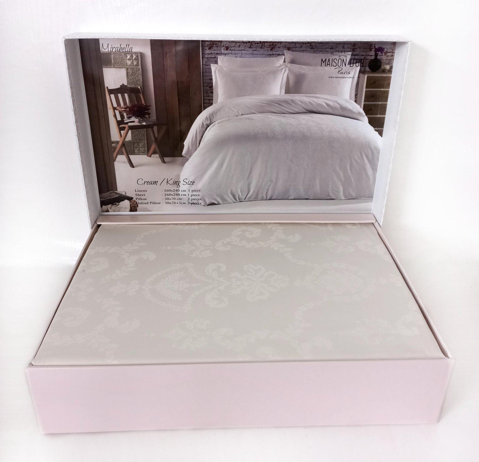 Постельное белье Maison D'or сатин жаккард 260х240 King Size Mirabella Cream (CN10954)