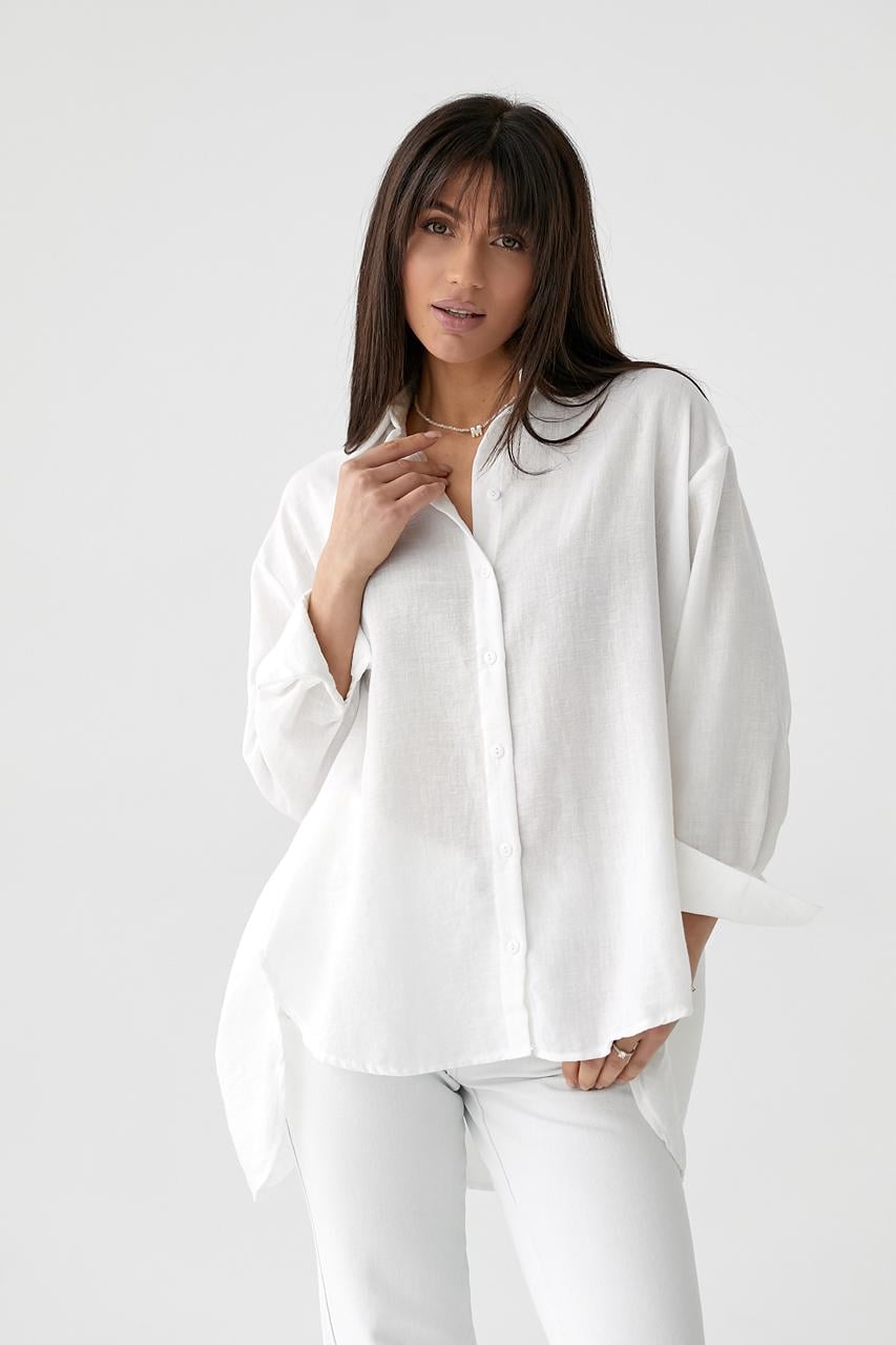 Сорочка oversize з розрізами з боків M Молочний (10058111)