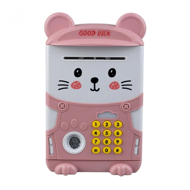 Копилка-сейф Мышонок с кодовым замком и отпечатком пальца Розовый (TP-440)