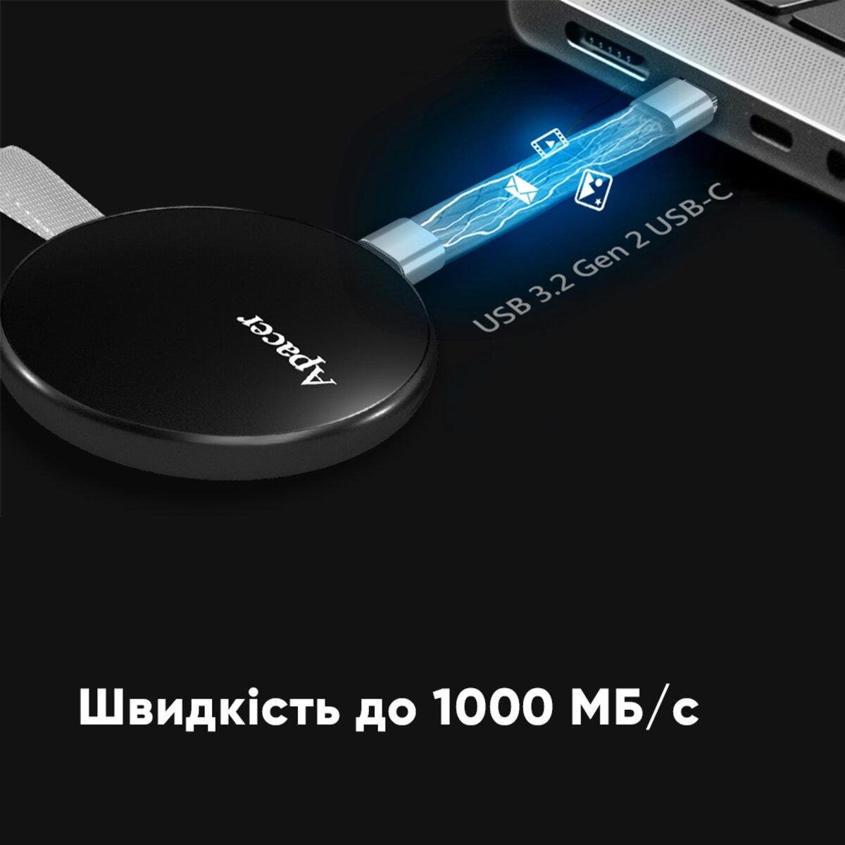Накопитель наружный твердотельный Apacer AS725 1 Tb USB 3.2 Gen2 Черный (610893) - фото 6
