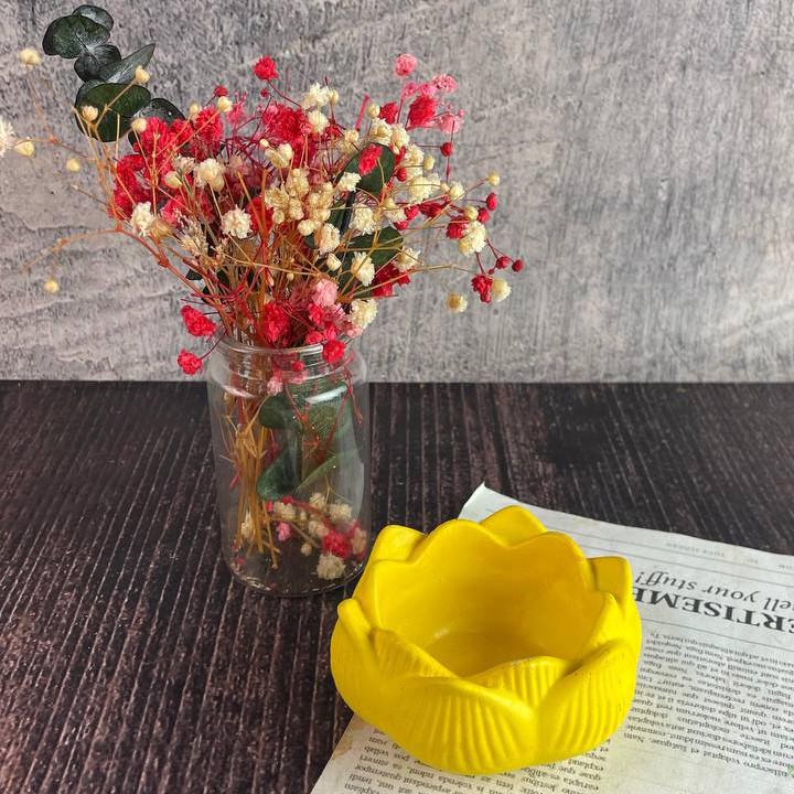 Підсвічник гіпсовий Лотос Жовтий (691_7-130)