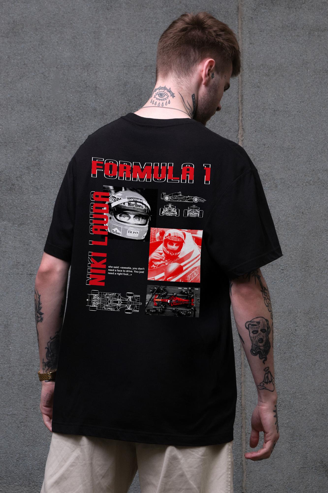 Футболка мужская Without с принтом Lauda оверсайз L/XL Black (L8049640) Футболка мужская Without с принтом Lauda оверсайз L/XL Black (L8049640)