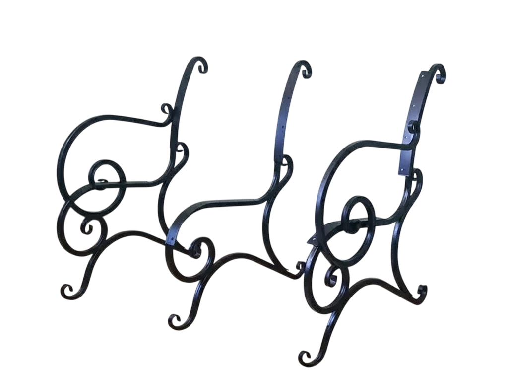 Комплект кованный Kompred OL891 для скамейки Мария со спинкой без подлокотников труба 20х20 мм 200х650х900 мм Черный